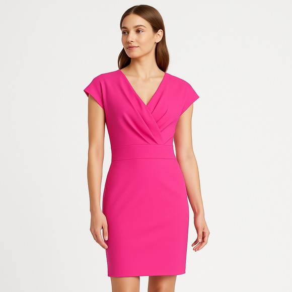 Alexa Admor Dresses & Skirts - Alexa‎ Admor Dress Womens Extra Small Pink Sheath Cap Sleeve V Neck Modern